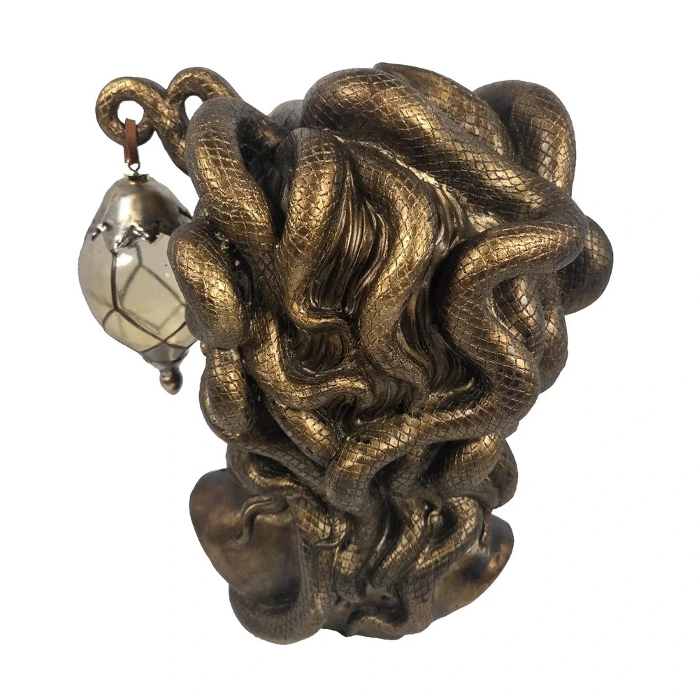 Tahari Home 14 Inch Medusa Bust LED Lighted Eyes Lantern Bronze Halloween Decor
